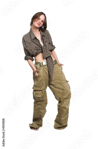 The girl in working clothes
