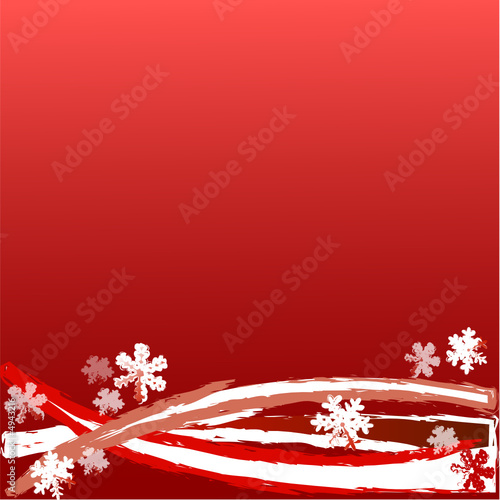 Flocons sur fond rouge - Illustration