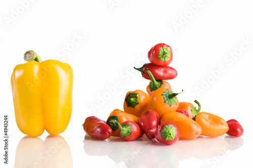 Bell pepper next to a small peppers