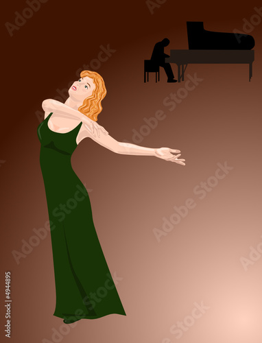 Young red-haired girl singing