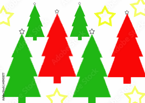 arboles de navidad agrupados con estrellas