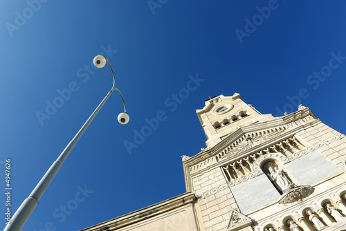 Adrano church Santa Chiara and street lamp