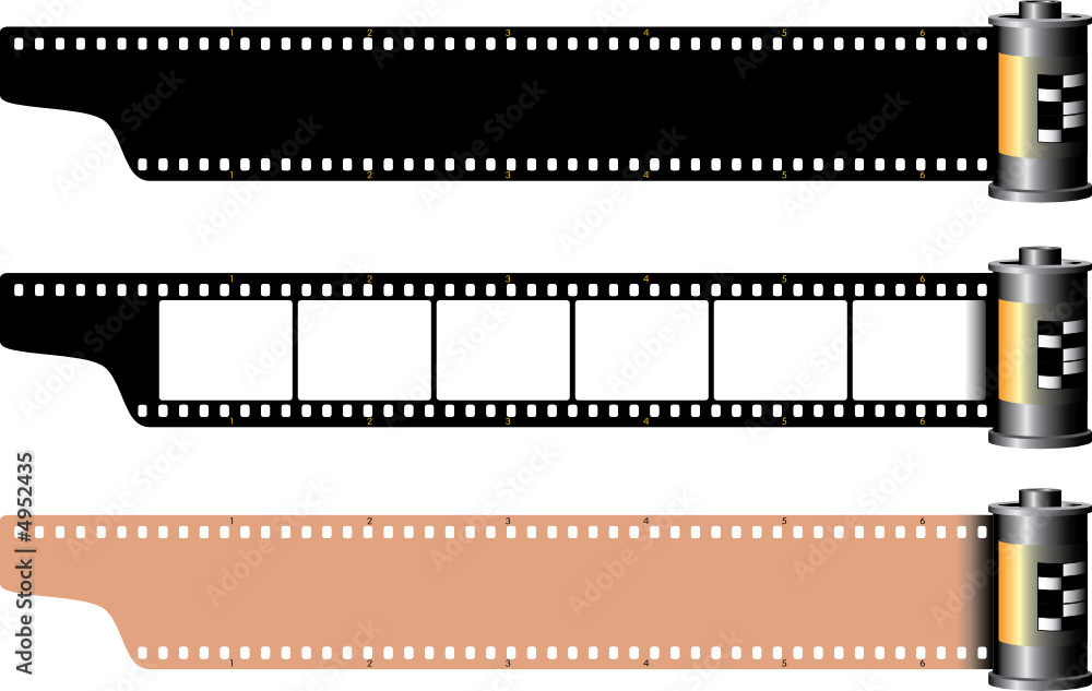 Three different empty film frames