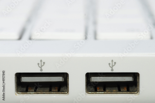 white computer keyboard usb port