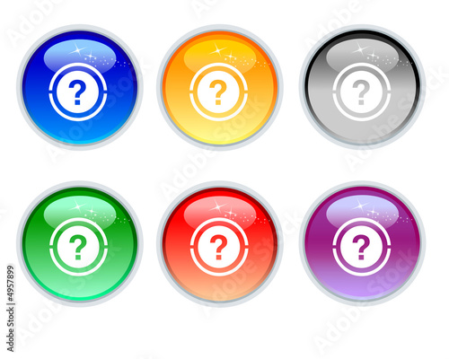 six color crystal question icons and buttons