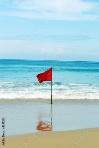 Red flag at the beach.