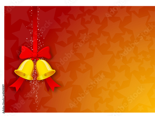 Cartolina di Buon Natale - Campane, stelle e nastri