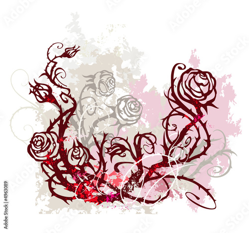 Grunge background with roses