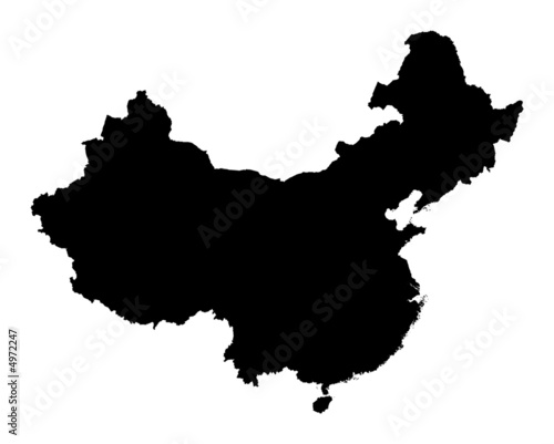 Detailed b/w map of China