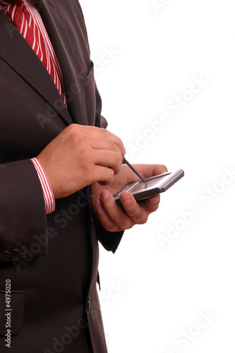 businessman working in PDA