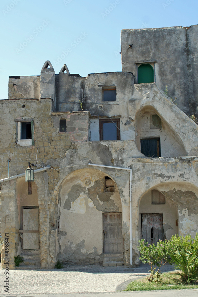 Hausfassade auf der Insel Procida, Kampanien, Italien