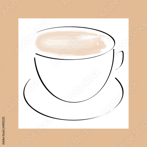 Line art illustration of coffee cup