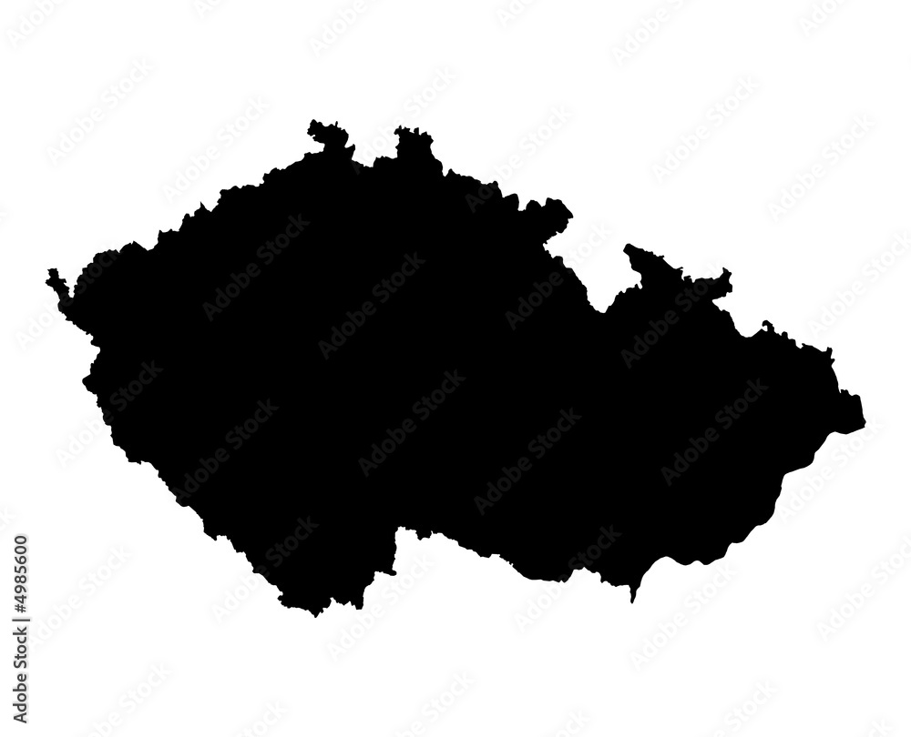 Detailed b/w map of Czech Republic