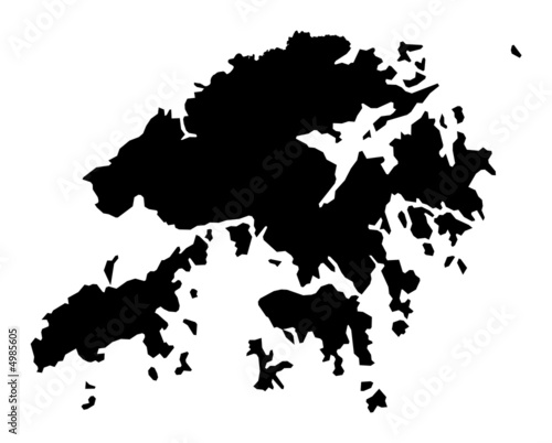 Detailed b w map of Hong Kong