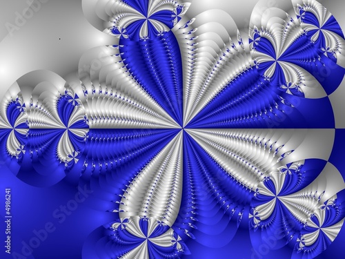 silver and blue flower illustration