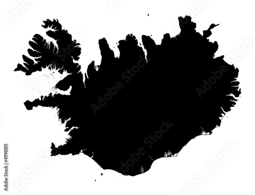 Detailed b/w map of Iceland