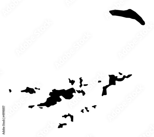 Detailed b/w map of British Virgin Islands