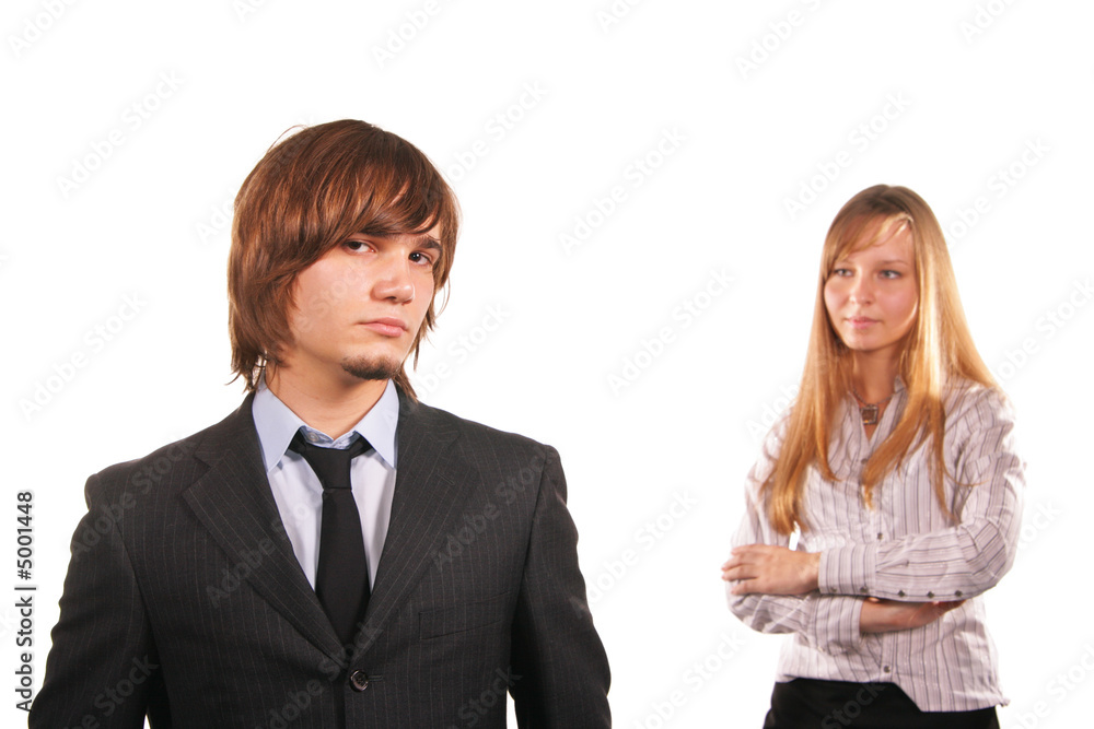 Attractive young man and girl. Focus on the guy