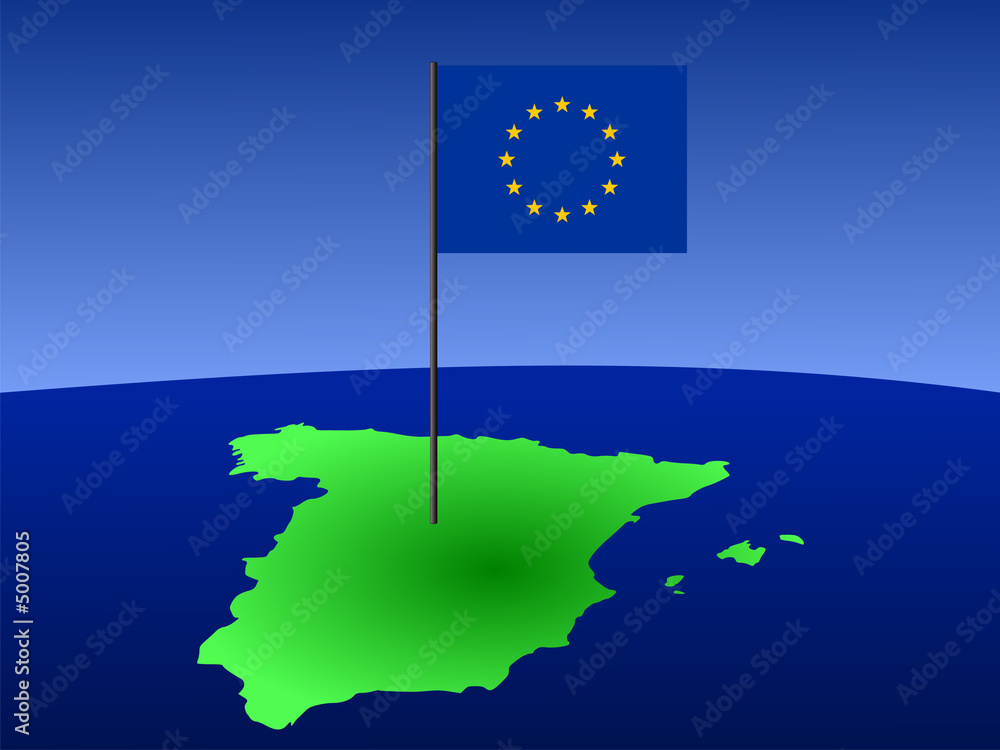Naklejka premium map of Spain with flag
