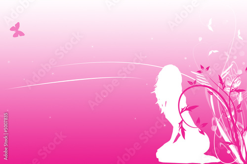 pink background with woman's silhouette