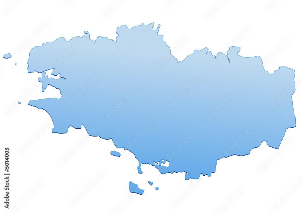 Carte de la région Bretagne bleu