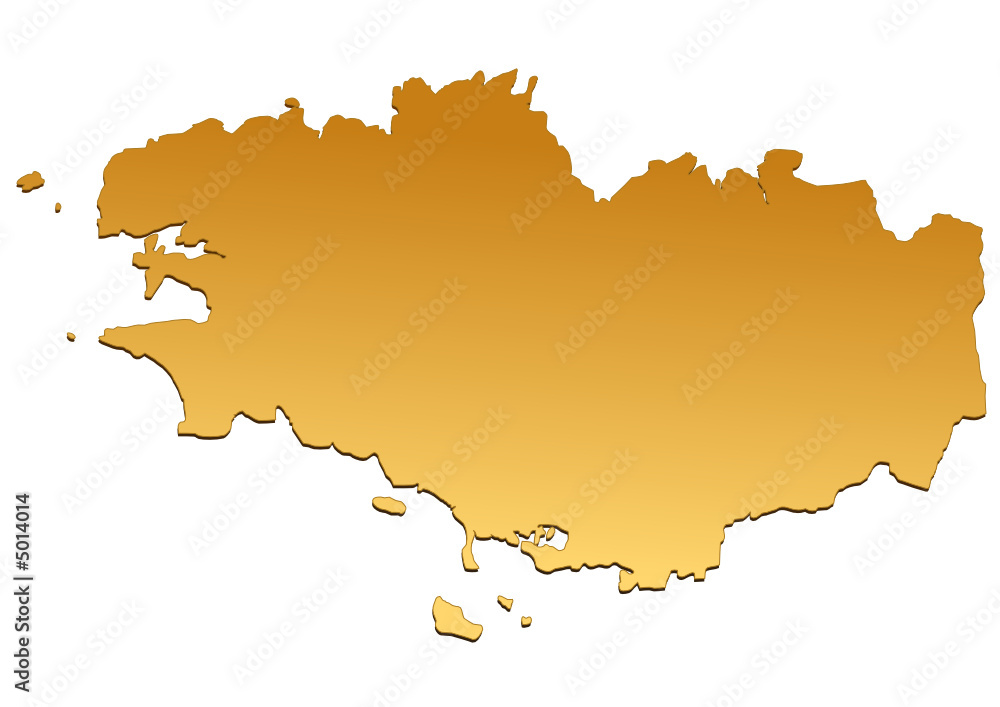 Obraz premium Carte de la région Bretagne orange