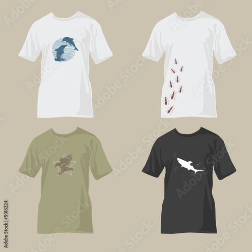 t-shirts with wildlife designs - dolphin, ants, eagle, shark