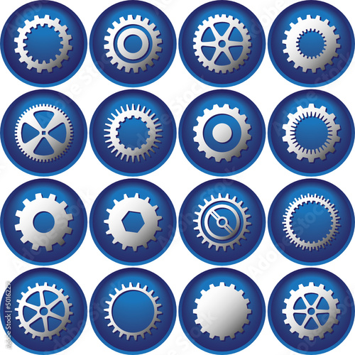 Sixteen Cog Buttons/Icons