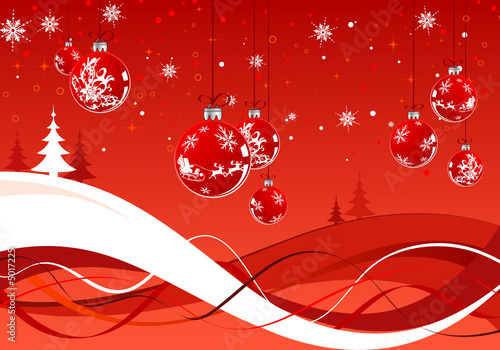 Abstract christmas background with baubles, vector