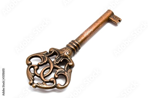 Antique key isolated on white