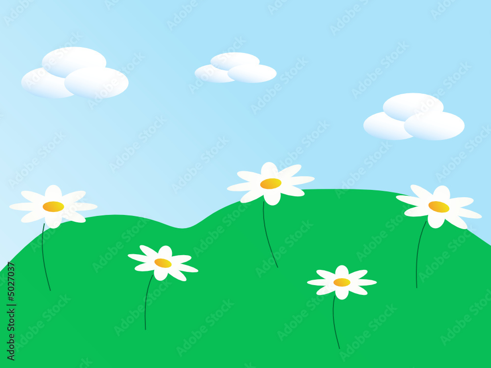 Meadow with white flowers