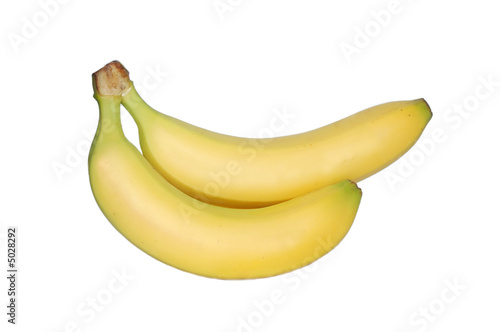 two ripe banana isolated on white