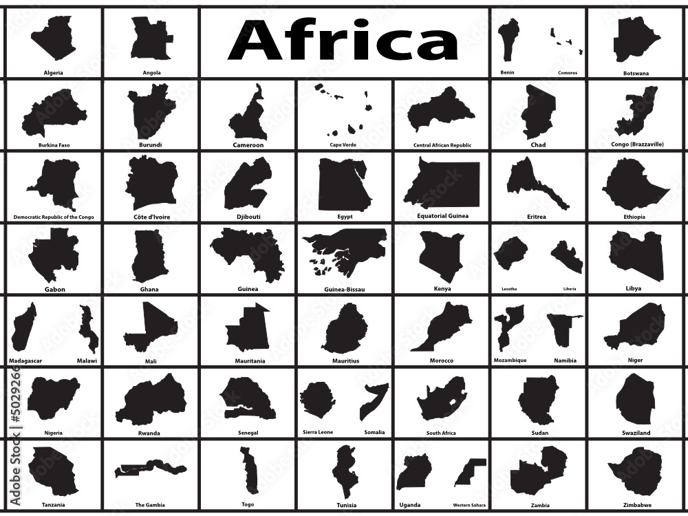Vector silhouette of African countries Stock Vector Adobe Stock