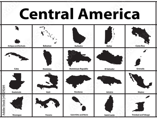 Vector silhouette of Central America countries