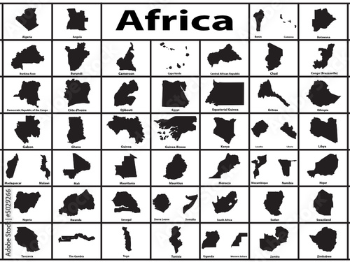Vector silhouette of African countries