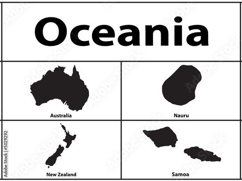 Vector silhouette of Oceania countries