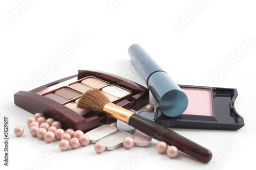 Cosmetics on the white background