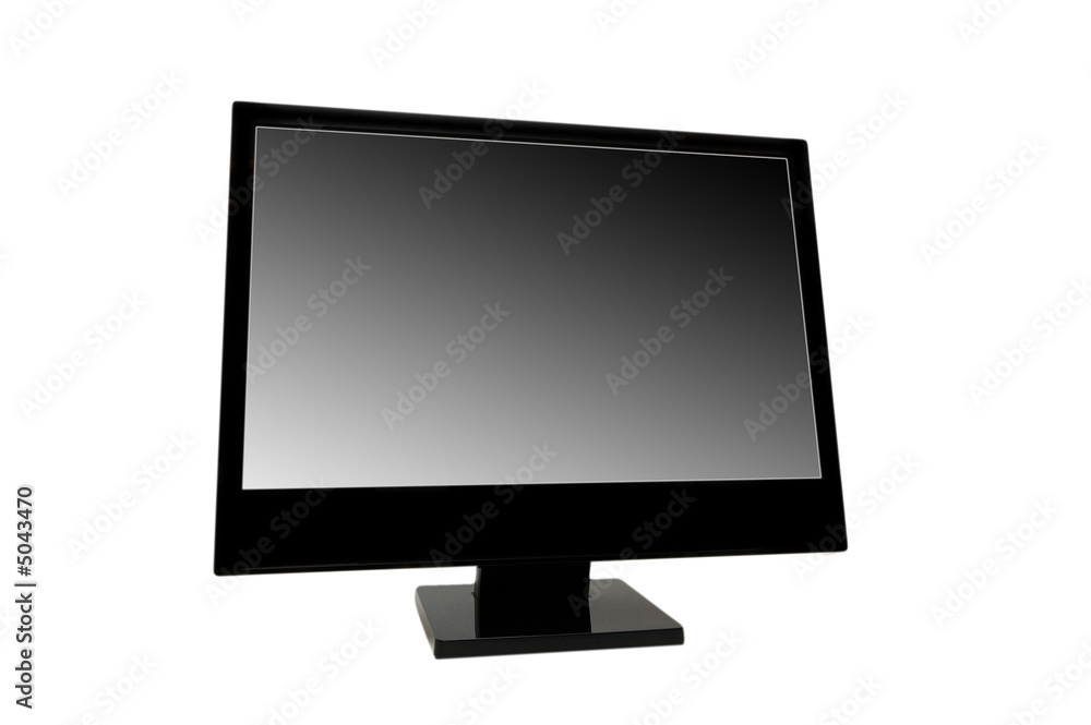 Black lcd monitor isolated on the white