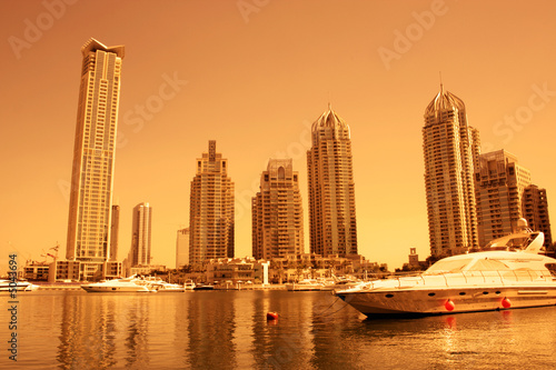 Dubai Marina during sunset
