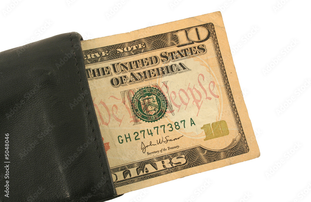 Ten Dollar Bill and Wallet Ten Dollar Bill and Wallet