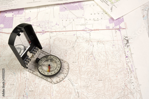 Topo Map and compass photo