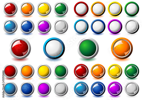 Suit of interface round buttons with different colors 