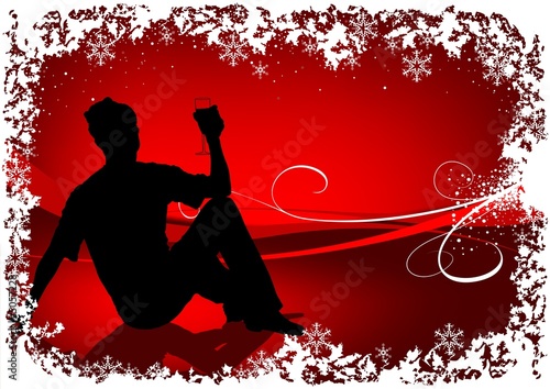 Red Santa Drinking - abstra...