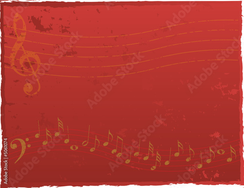 Red Background with Music Elements