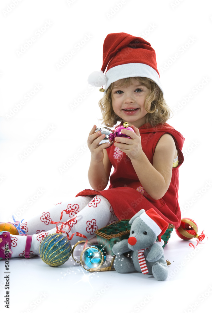 Beautiful little girl with christmas decoration Beautiful little girl with christmas decoration