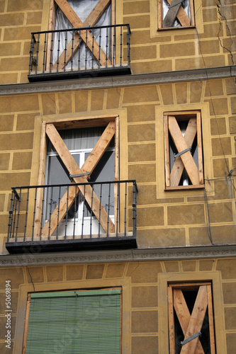 Boarded up apartments