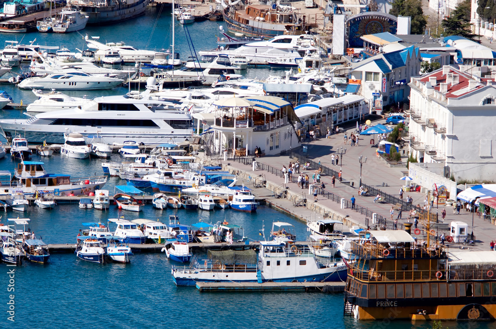 Boats and yachts in the port