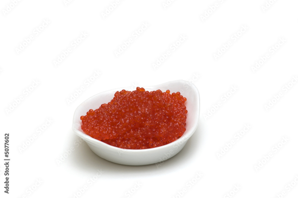 red caviar on white background red caviar on white background