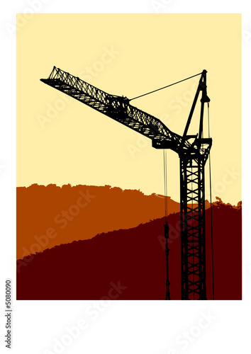 vector illustration construction silhouette crane