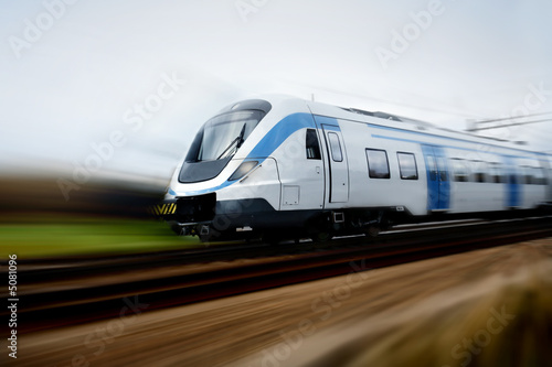 Fast train with motion blur